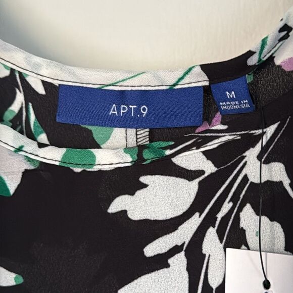Apt. 9‎ Floral Camisole Black Green Purple Sleeveless Adjustable Straps Size Med - Picture 4 of 9